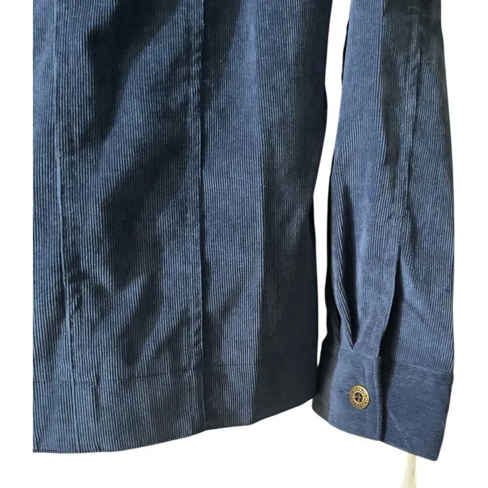 Alfred Dunner Zip Up Jacket Womens 16 Blue Corduroy Long Sleeve Collared NWT - Picture 3 of 5
